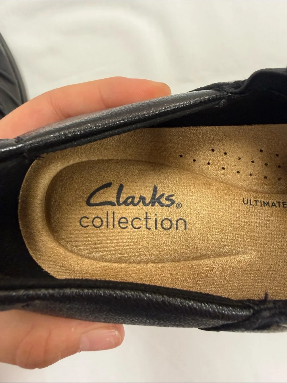 Clarks Collection Black Leather Comfort Heels Loafers‎ Slip On Shoes Womens 9 M